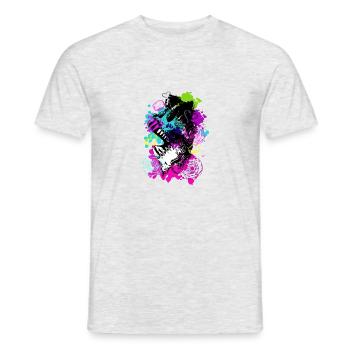 Colorful Skull Fangs - Männer T-Shirt - Grau meliert - Vorne - AI Model Male 178 dark (178cm)