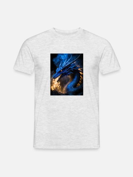 dunkelblauer Drache - Männer T-Shirt - Grau meliert