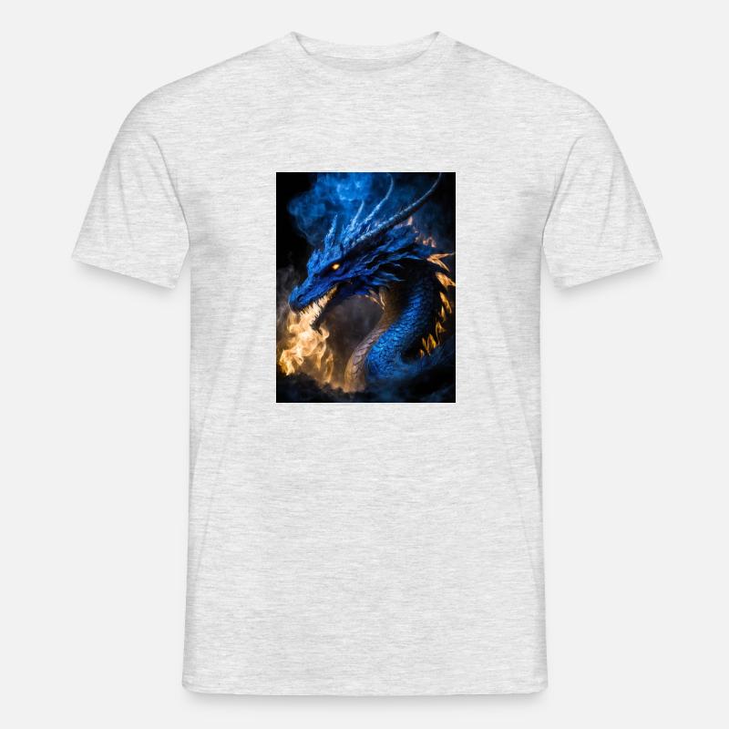 dunkelblauer Drache - Männer T-Shirt - Grau meliert