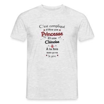 Princesse Chinoise - T-shirt homme - gris chiné - Devant - AI Model Male 178 dark (178cm)