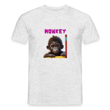 Monkey - Männer T-Shirt - Grau meliert - Vorne - AI Model Male 178 dark (178cm)
