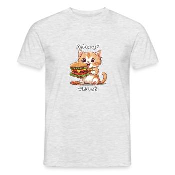 Vielfraß Katze Design Geschenk für Essensfanatiker - Männer T-Shirt - Grau meliert - Vorne - AI Model Male 178 dark (178cm)