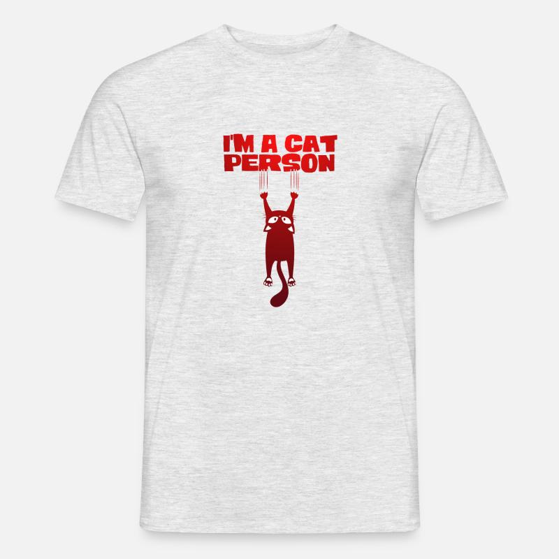 Ich bin ein Katzenmensch - Männer T-Shirt - Grau meliert
