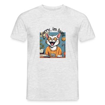 Süße gestresste Katze - Männer T-Shirt - Grau meliert - Vorne - AI Model Male 178 dark (178cm)
