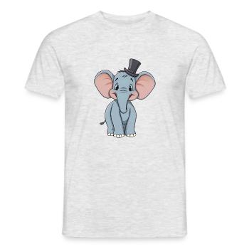 Adorable blue comic elephant With hat - Men's T-Shirt - heather grey - Front - AI Model Male 178 dark (178cm)