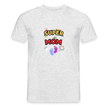 Super Mom - Liebevolle Mama mit süßen Baby-Icons - Männer T-Shirt - Grau meliert - Vorne - AI Model Male 178 dark (178cm)