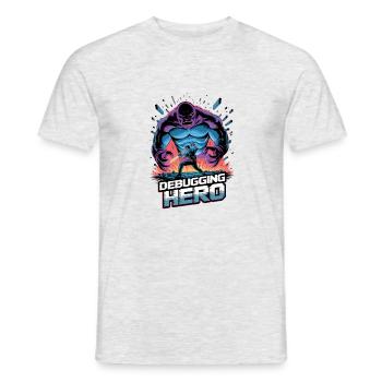 Debugging Hero – Epic Battle Against Code Monsters - Men's T-Shirt - heather grey - Front - AI Model Male 178 dark (178cm)