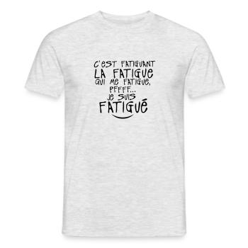 fatiguant fatigue citation 0 - T-shirt homme - gris chiné - Devant - AI Model Male 178 dark (178cm)