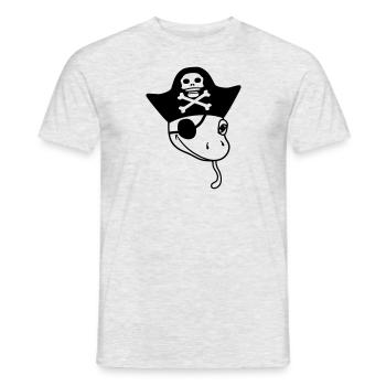 gesicht gecko pirat seeraeuber kapitaen matrose se - Männer T-Shirt - Grau meliert - Vorne - AI Model Male 178 dark (178cm)