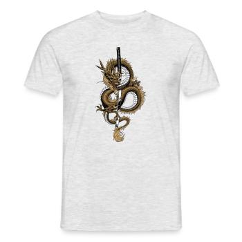 Japanese inspired Dragon Weaving around Sword. - Men's T-Shirt - heather grey - Front - AI Model Male 178 dark (178cm)