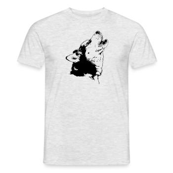SIBERIAN HUSKY howling Wilsign's sled dog - Men's T-Shirt - heather grey - Front - AI Model Male 178 dark (178cm)