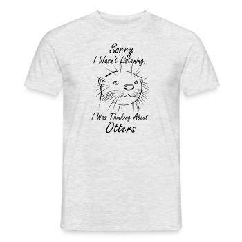 En pensant à de jolies loutres, animal sauvage - T-shirt homme - gris chiné - Devant - AI Model Male 178 dark (178cm)
