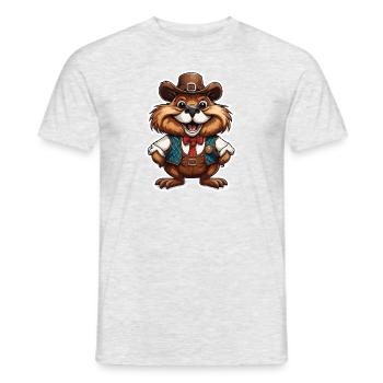 Lederhosen / Animal / Traditional costume / Tradition / Beaver - Men's T-Shirt - heather grey - Front - AI Model Male 178 dark (178cm)