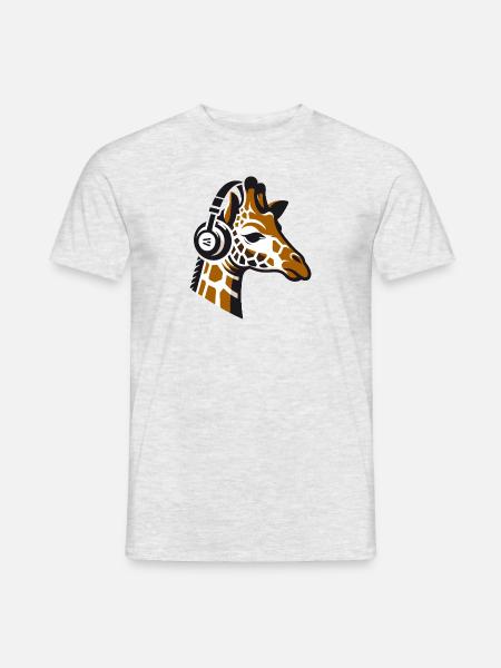 Girafe avec écouteurs - T-shirt homme - gris chiné