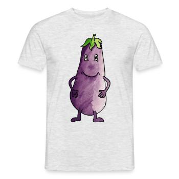 Aubergine - Männer T-Shirt - Grau meliert - Vorne - AI Model Male 178 dark (178cm)