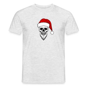Crâne avec chapeau et barbe du Père Noël - T-shirt homme - gris chiné - Devant - AI Model Male 178 dark (178cm)