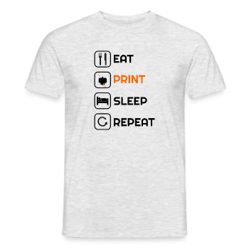 3d printer tshirt funny eat print sleep repeat - Men's T-Shirt - heather grey - Front - AI Model Male 178 dark (178cm)