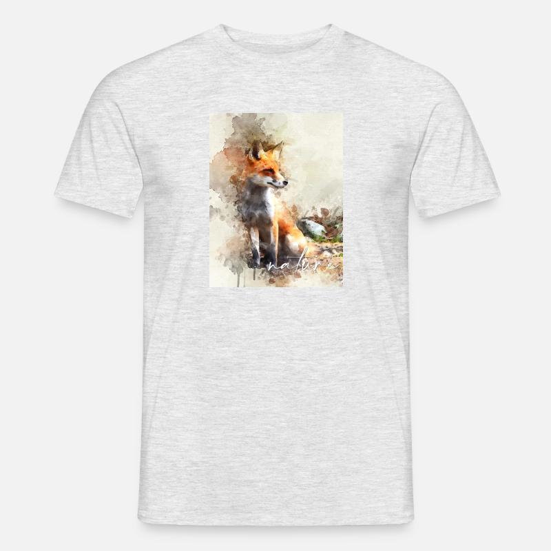 Fuchs - Männer T-Shirt - Grau meliert