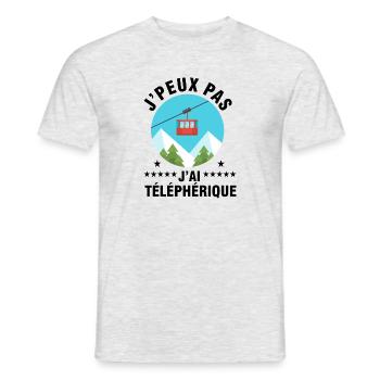 j'peux pas j'ai téléphérique - T-shirt homme - gris chiné - Devant - AI Model Male 178 dark (178cm)