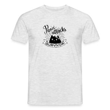 Survivant des attaques de panique, noir et blanc - T-shirt homme - gris chiné - Devant - AI Model Male 178 dark (178cm)