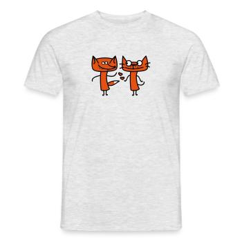 Fox and cat - Men's T-Shirt - heather grey - Front - AI Model Male 178 dark (178cm)