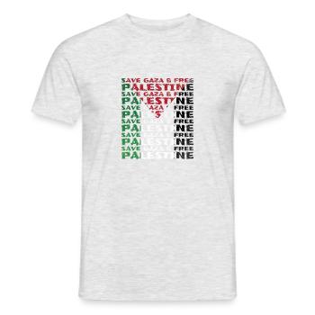 Free Palestine Save Gaza Palästina Flagge - Männer T-Shirt - Grau meliert - Vorne - AI Model Male 178 dark (178cm)