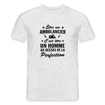 perfection ambulancier / humour ambulancier - T-shirt homme - gris chiné - Devant - AI Model Male 178 dark (178cm)
