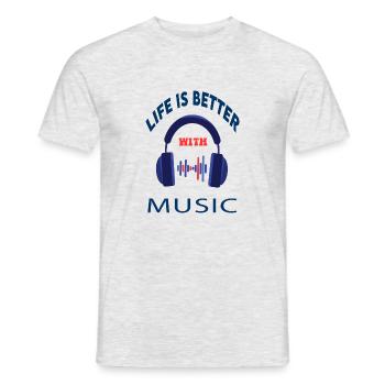 Das Leben ist besser mit Musik - Männer T-Shirt - Grau meliert - Vorne - AI Model Male 178 dark (178cm)