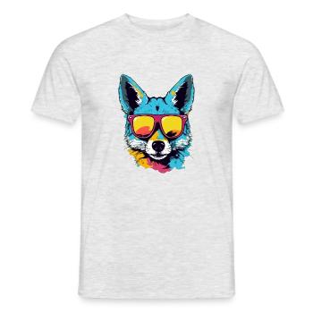 Blau der Schakal - Männer T-Shirt - Grau meliert - Vorne - AI Model Male 178 dark (178cm)