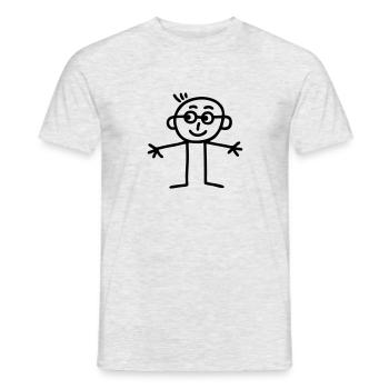 Strichmännchen mit Brille - Männer T-Shirt - Grau meliert - Vorne - AI Model Male 178 dark (178cm)