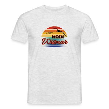 Moin Wismar mit Möwe im Retro Style - Männer T-Shirt - Grau meliert - Vorne - AI Model Male 178 dark (178cm)