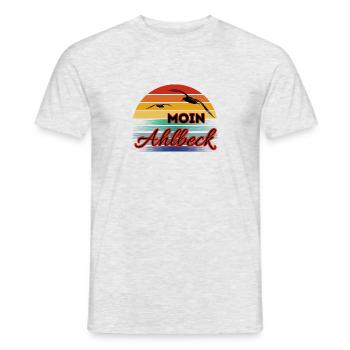 Moin Ahlbeck mit Möwe im Retro Style-Ahlbeck - Männer T-Shirt - Grau meliert - Vorne - AI Model Male 178 dark (178cm)