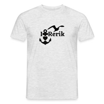Rerik-Ich liebe Rerik mit Anker Herz & Möwe-Ostsee - Männer T-Shirt - Grau meliert - Vorne - AI Model Male 178 dark (178cm)