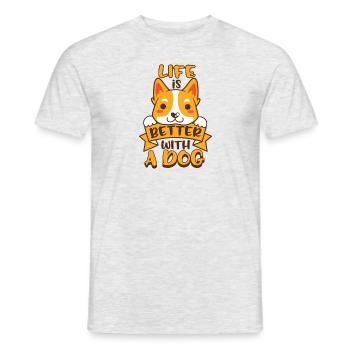 life is better with a dog - Men's T-Shirt - heather grey - Front - AI Model Male 178 dark (178cm)