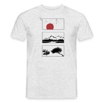 Soleil, Montagnes, Plage, Vacances - T-shirt homme - gris chiné - Devant - AI Model Male 178 dark (178cm)