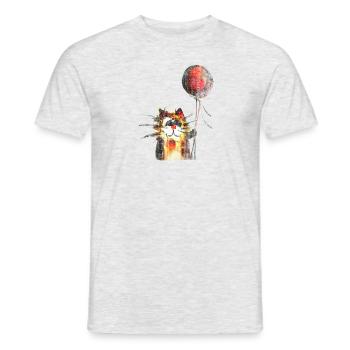 Chat mignon avec ballon - T-shirt homme - gris chiné - Devant - AI Model Male 178 dark (178cm)