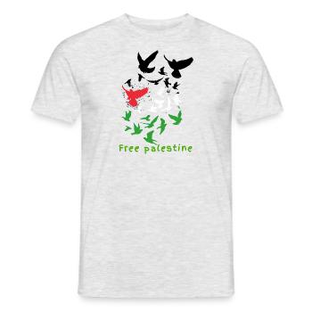 Palestine libre, colombes, liberté, guerre, Palestine - T-shirt homme - gris chiné - Devant - AI Model Male 178 dark (178cm)