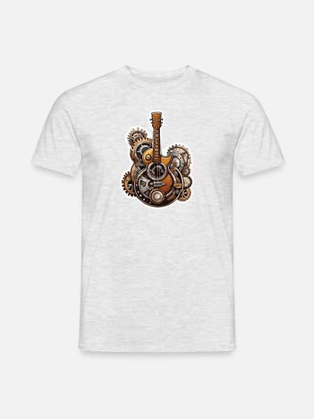 Rock n roll / kitara / musiikki / instrumentti - Miesten T-paita - harmaasävyinen
