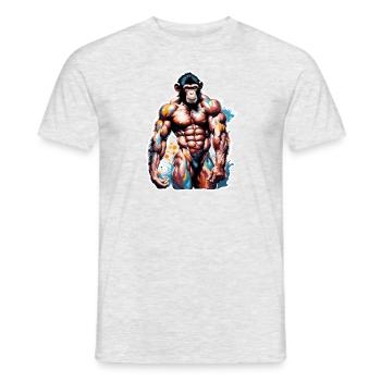 Bodybuilder / Sports / Fitness / Monkey / Muscles - Men's T-Shirt - heather grey - Front - AI Model Male 178 dark (178cm)