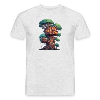 Cabane dans les arbres / Cime des arbres / Cabane dans les arbres / Aventure - T-shirt homme - gris chiné - Devant - AI Model Male 178 dark (178cm)