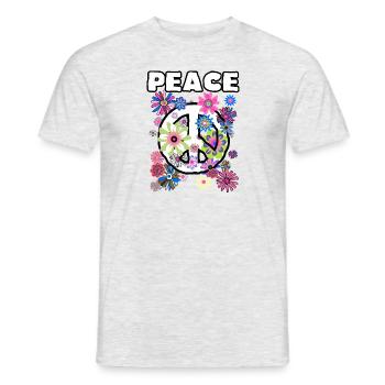 Flower Power Flowers & Peace 69 Unisex - Men's T-Shirt - heather grey - Front - AI Model Male 178 dark (178cm)