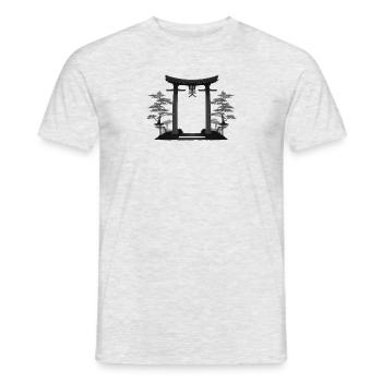 Japanese torii gate Japan with trees - Men's T-Shirt - heather grey - Front - AI Model Male 178 dark (178cm)