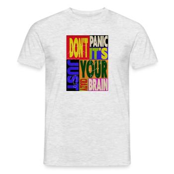 Don't panic - Männer T-Shirt - Grau meliert - Vorne - AI Model Male 178 dark (178cm)