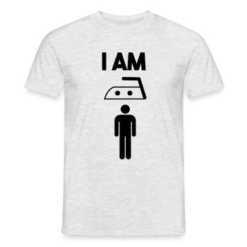 iron superhero man lustige coole Sprüche Held Papa - Männer T-Shirt - Grau meliert - Vorne - AI Model Male 178 dark (178cm)