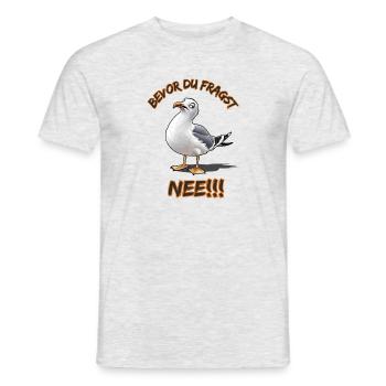 Funny saying with seagull Before you ask No !! - Men's T-Shirt - heather grey - Front - AI Model Male 178 dark (178cm)