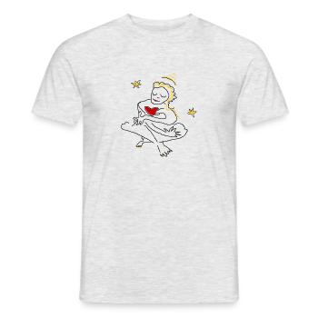 Christkind Yoga Herz Sterne - Männer T-Shirt - Grau meliert - Vorne - AI Model Male 178 dark (178cm)