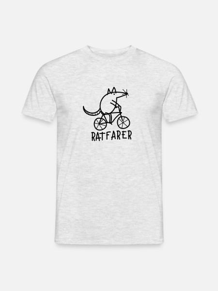 Ratfarer Lustige Ratte auf Fahrrad - Männer T-Shirt - Grau meliert