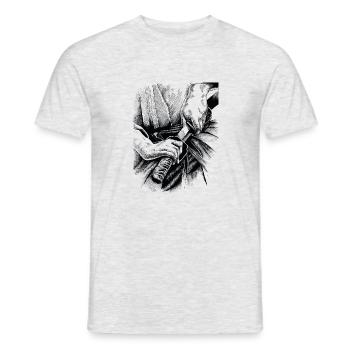 Samurai Katana Pencil Art Design Peint à la main - T-shirt homme - gris chiné - Devant - AI Model Male 178 dark (178cm)