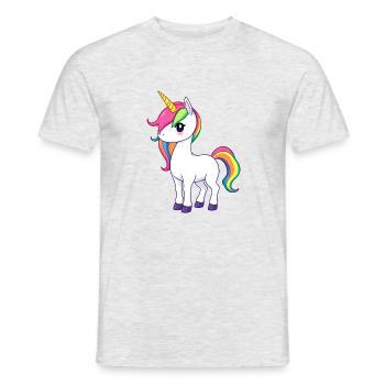 Rainbow Unicorn Fantasy Illustration - Men's T-Shirt - heather grey - Front - AI Model Male 178 dark (178cm)