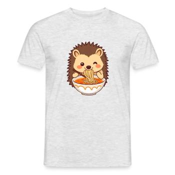 Ein süßer Igel mag Nudelsuppe - Männer T-Shirt - Grau meliert - Vorne - AI Model Male 178 dark (178cm)